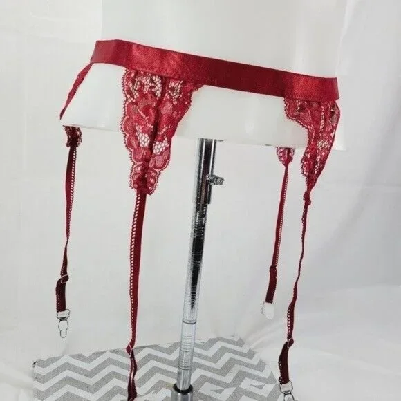 * Avidlove small bra garter set floral lace sexy set bow detail burgendy c… - Picture 3 of 11